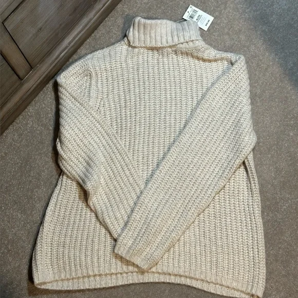 LUCKY BRAND Oatmeal Beige Traveling Rib Ribbed Turtle Neck Sweater XL - Picture 4 of 8